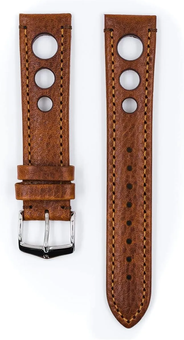 - 20mm, 21mm, 24mm Hirsch Rally Leather Watch Strap - Artisan Calf Leather - Buffalo Calfskin - Vegetable-Tanned roadbed genesis overtone - Black, Brown 