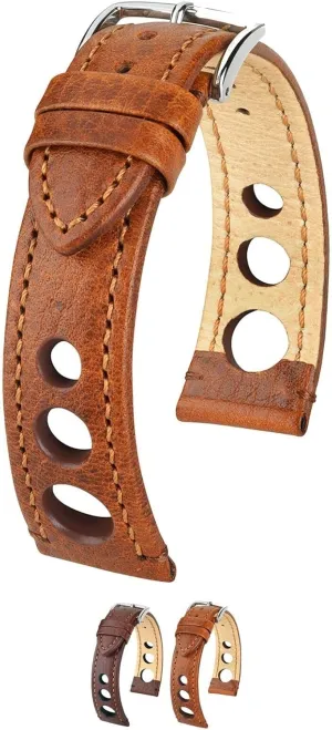 - 20mm, 21mm, 24mm Hirsch Rally Leather Watch Strap - Artisan Calf Leather - Buffalo Calfskin - Vegetable-Tanned roadbed genesis overtone - Black, Brown 
