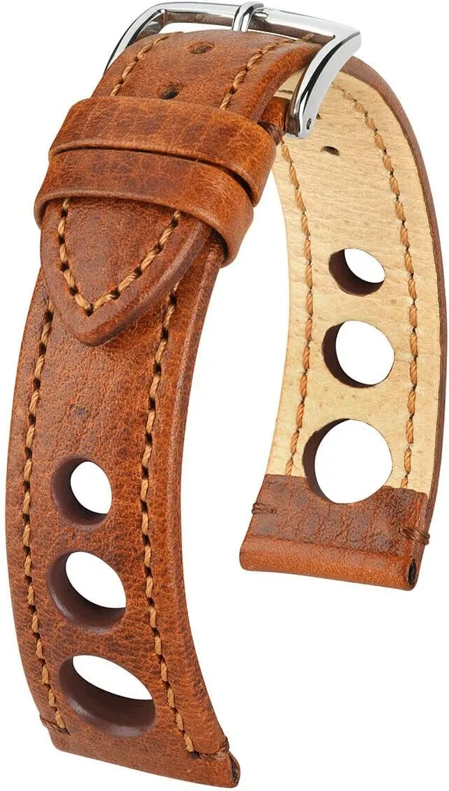 - 20mm, 21mm, 24mm Hirsch Rally Leather Watch Strap - Artisan Calf Leather - Buffalo Calfskin - Vegetable-Tanned roadbed genesis overtone - Black, Brown 