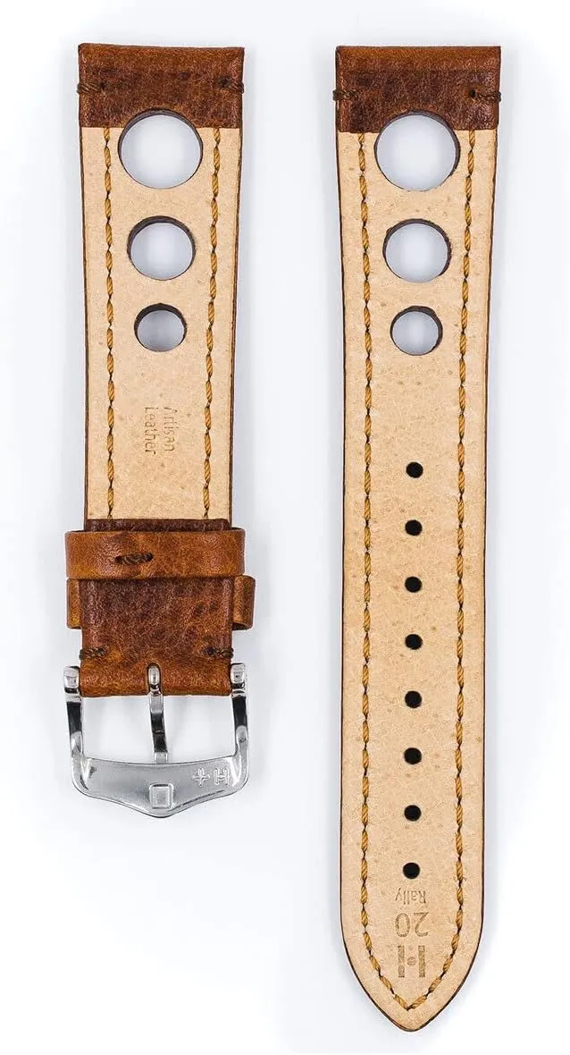 - 20mm, 21mm, 24mm Hirsch Rally Leather Watch Strap - Artisan Calf Leather - Buffalo Calfskin - Vegetable-Tanned roadbed genesis overtone - Black, Brown 