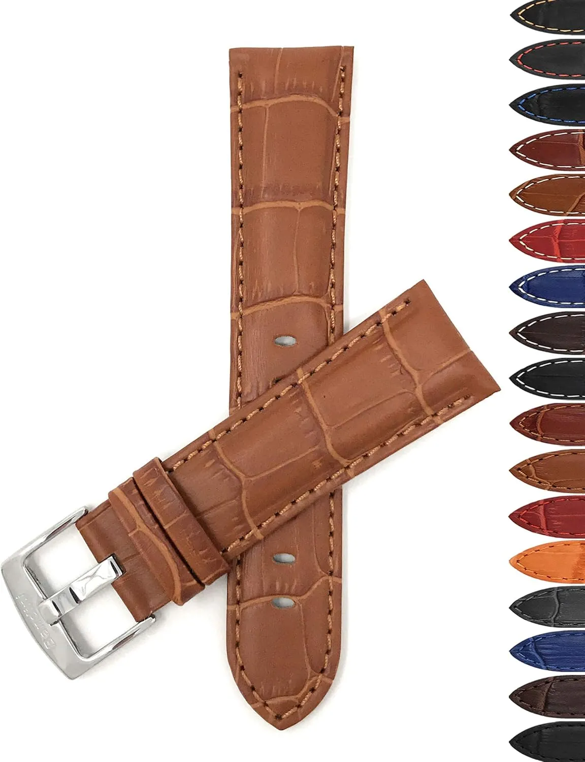- Alligator Pattern Leather Watch pique gourd attic Strap - Replacement Watch Band for Classic and Smart Watch - Camel 20 mm Watch Band Bandini 20mm Mens Leather Watch Band 