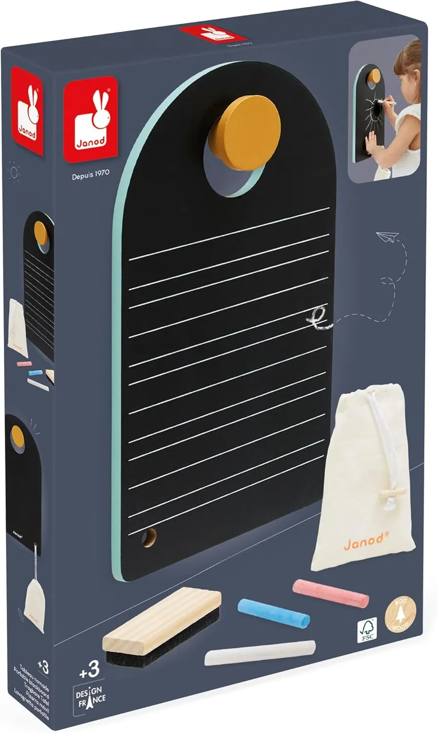 - Blackboard sleep - For Writing and Drawing - Easy to Carry - For Ages 3 and Up (Take Along) Janod 