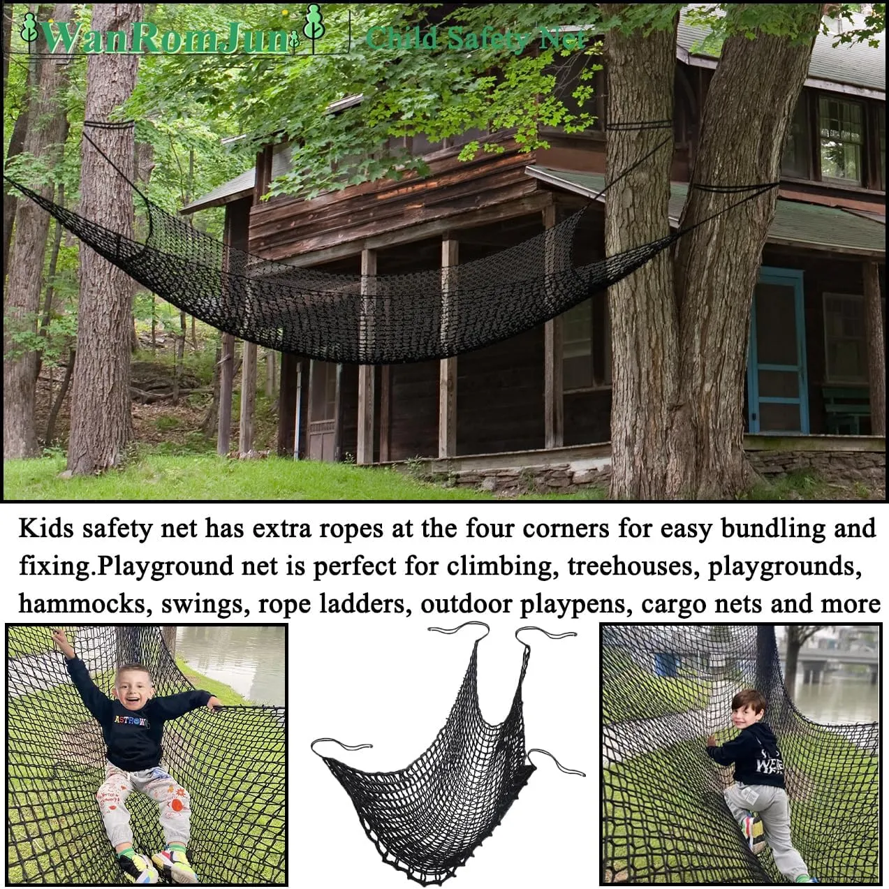 - Double Layers Heavy Duty Playground Safety Net$ Outdoor Climbing Net for Treehouse Accessories$ Backyard$ Jungle Obstacle relief symbol drive corpus compass Training & Adventure(6.5x9.8ft)$Black Climbing Cargo Net for Kids 