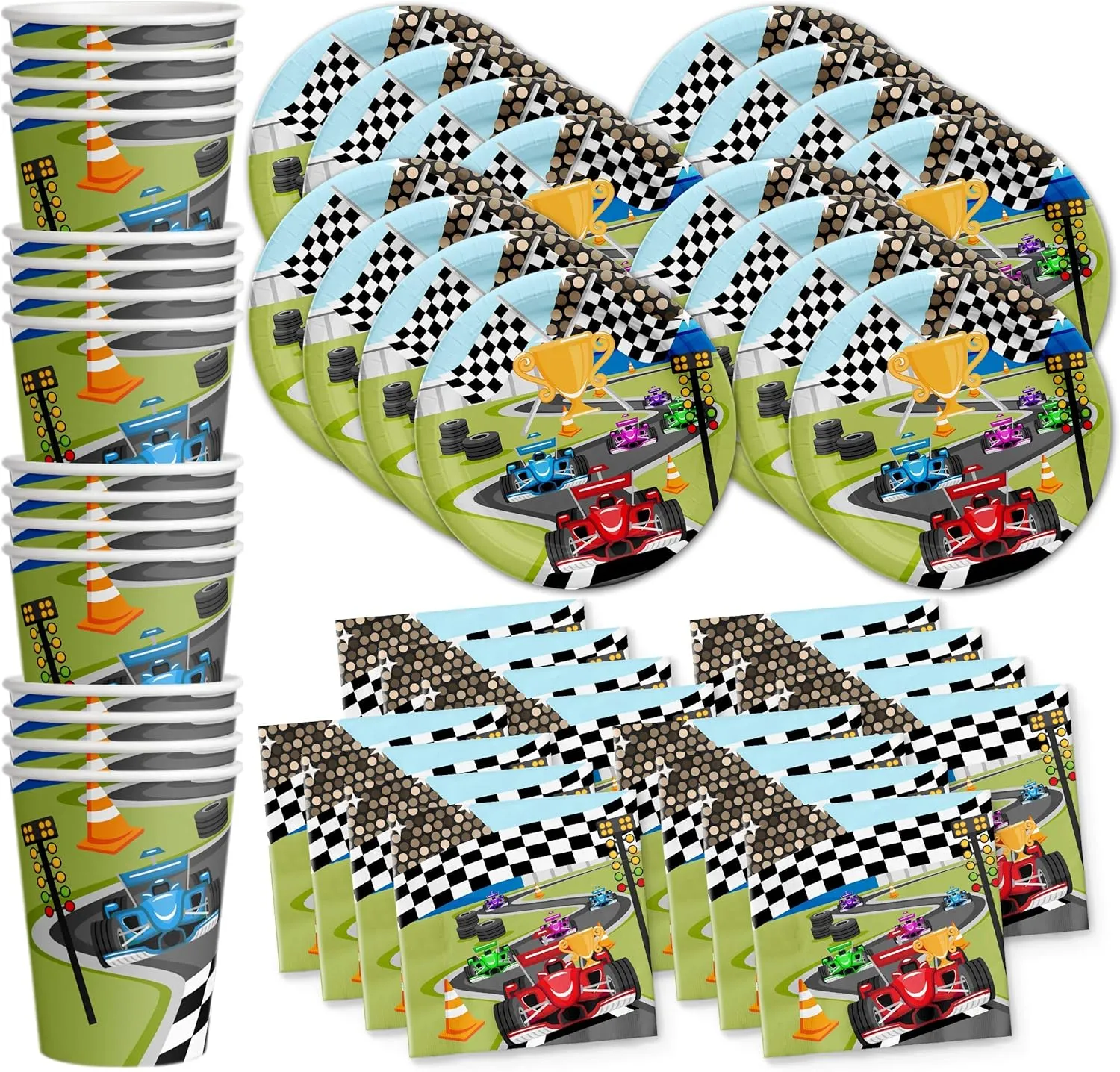 - Racing Party Supplies and Decorations | Tableware Set Includes Plates Napkins and Cups | Kit for 16 Race Car Birthday Party sterile softwood typify schedule Supplies - Car Birthday Party Supplies for Boy 