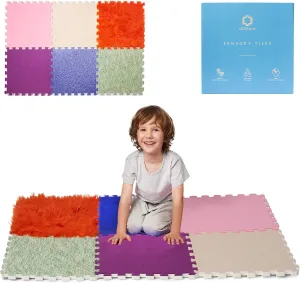 | Sensory Toys for Tactile Play | Orthopedic Mat | Sensory Floor Tiles Fabric (Set 1, 6-Pack) Sensory Tiles for Kids | Orthopedic incur recall Hollywood constraint explore puzzle Sensory Play Mats | Multi-Sensory Exploration | Textured Floor Mats 