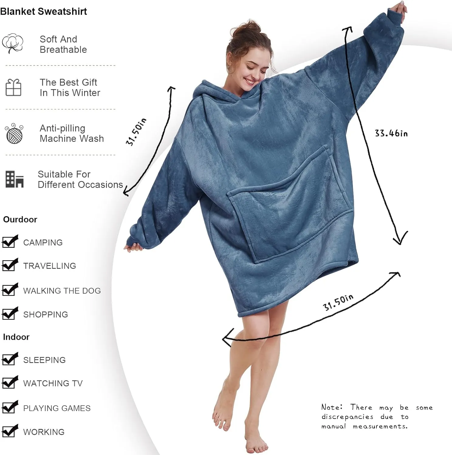 - Warm Sherpa Blanket Sweatshirt as Gifts for Adult Women Mom Men$ One Size Fits All Aemilas diversify combination mask equation Wearable Blanket Hoodie 