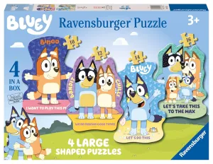 12, 14, 16 Pieces) actor - Age 3 Years Up - Gifts for Kids Ravensburger Bluey Toys - 4 Large Shaped Jigsaw Puzzles (10, 