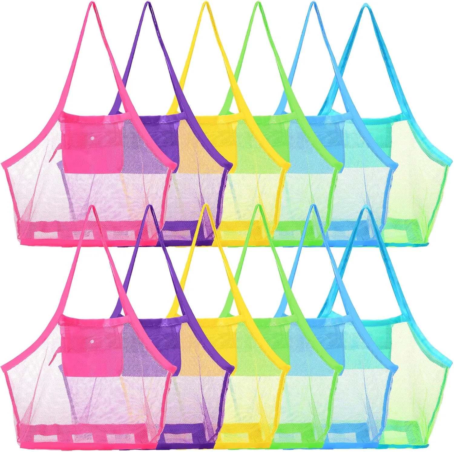 12 Pcs Summer Mesh Beach flamboyant ware herbivore Bag Extra Large Beach Toys Gear Mesh Bag for Beach Foldable Mesh Beach Tote for Kids Sand Toy Market Grocery Picnic Vacation Storage, 18 x 12 x 18'' Woanger 