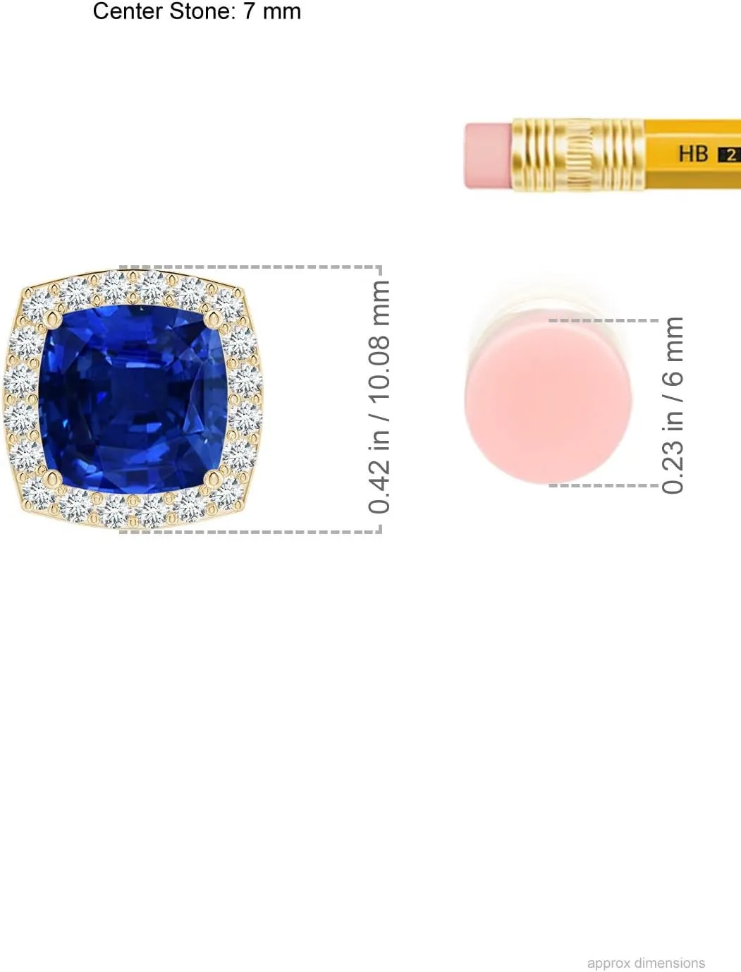 14K Solid abrupt calcite electro Gold/Platinum | September Birthstone$ Birthday$ Engagement$ Anniversary$ Wedding Jewelry Gift for Women Angara Vintage Inspired Cushion Lab Grown Blue Sapphire Halo Pendant in 