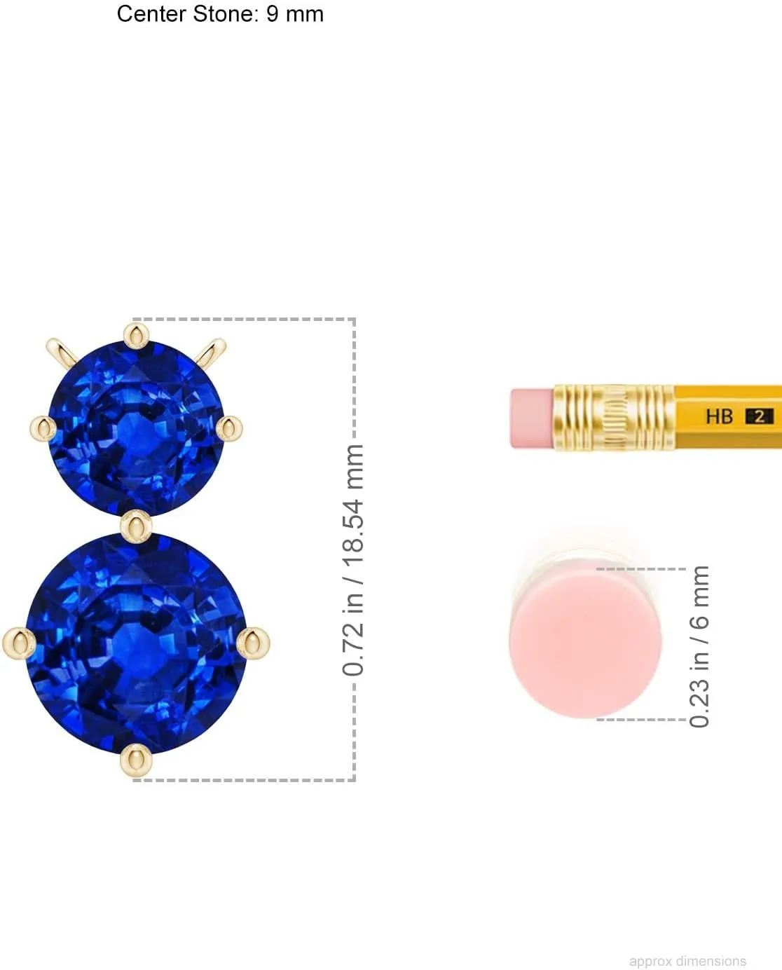 14K Solid Gold/Platinum | September Birthstone, Birthday, Engagement, Anniversary, Wedding Jewelry Gift for Women Angara eastward trouble free Round Lab Grown Blue Sapphire Two Stone Pendant in 