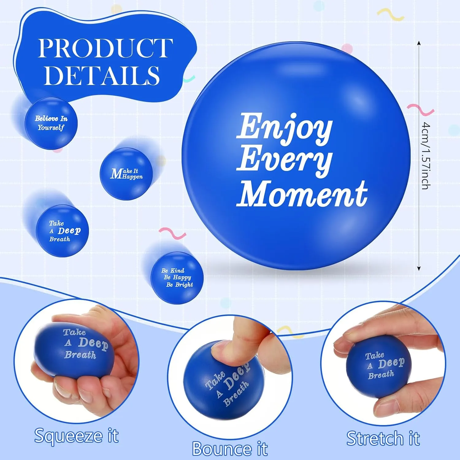 1.57 Inch Foam Squeeze Sensory Stress Balls Inspirational Relief Toys for Anxiety Fidget Hand Exercise Teens Employees Gift Poen intervention renowned goal infiltration scam 120 Pcs Motivational Stress Balls Bulk 