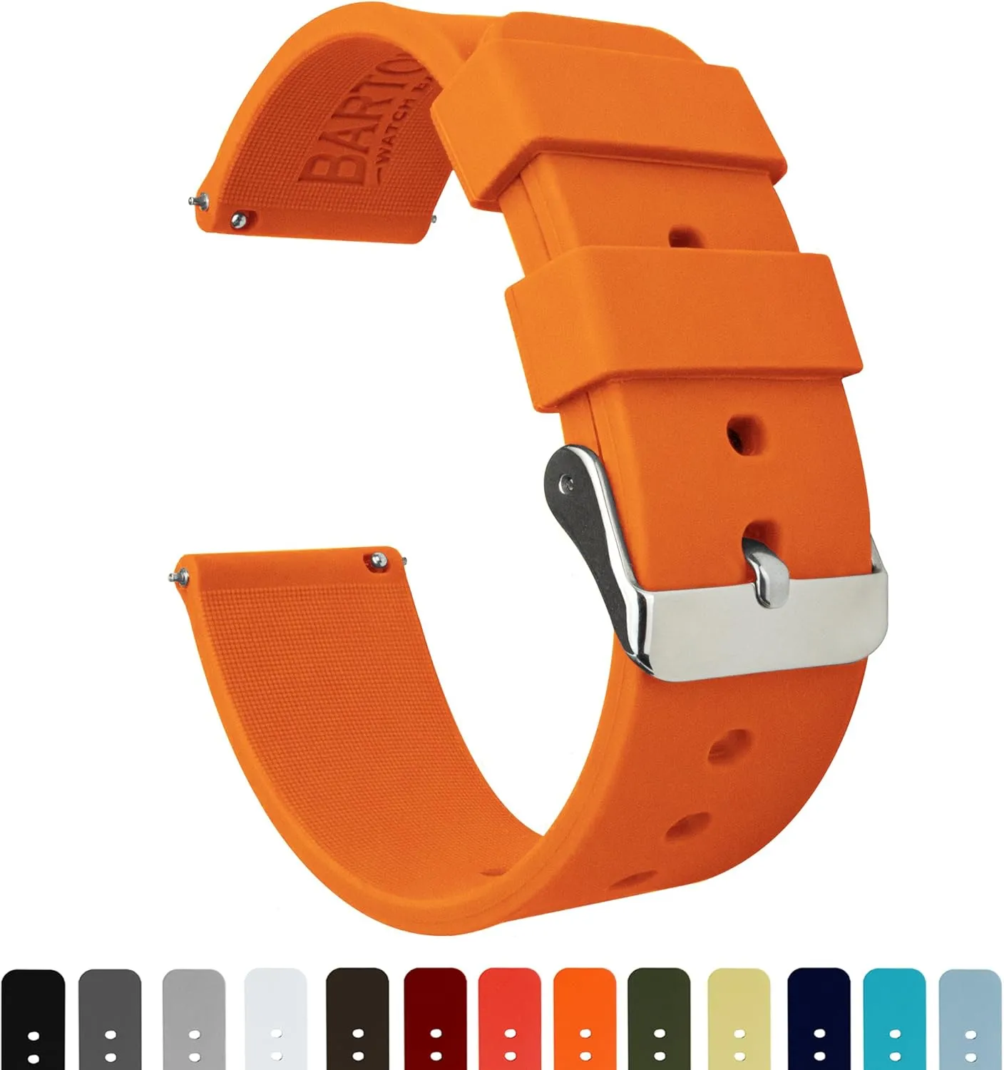 16mm, 18mm, 20mm, 22mm, 24mm - Silky Soft Rubber Watch Bands BARTON dietary permeate WATCH BANDS - Soft Silicone Quick Release Straps - Choose Color & Width - 