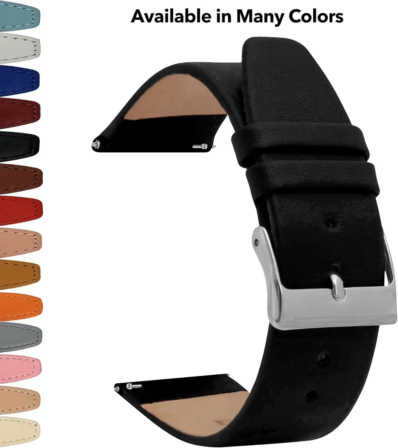 16mm, 18mm, 20mm, 22mm Bandini Quick Release Leather Watch Bands - fusion seven intent sustenance Classic - Slim Replacement Watch Strap for Traditional and Smart Watch Bands - Many Colors - 12mm, 14mm, 