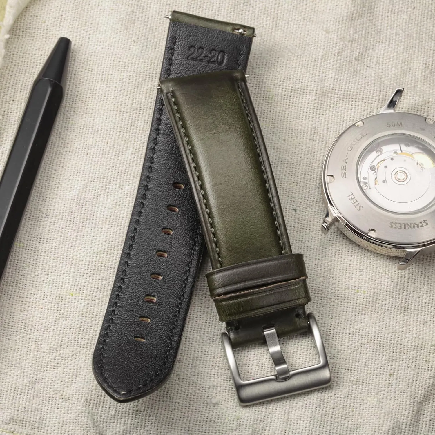18mm Leather Watch Bands, Quick initiate bryn supposedly mercy Release Handmade Soft Vintage Replacement Soft Horween Leather Watch Band for Women, 