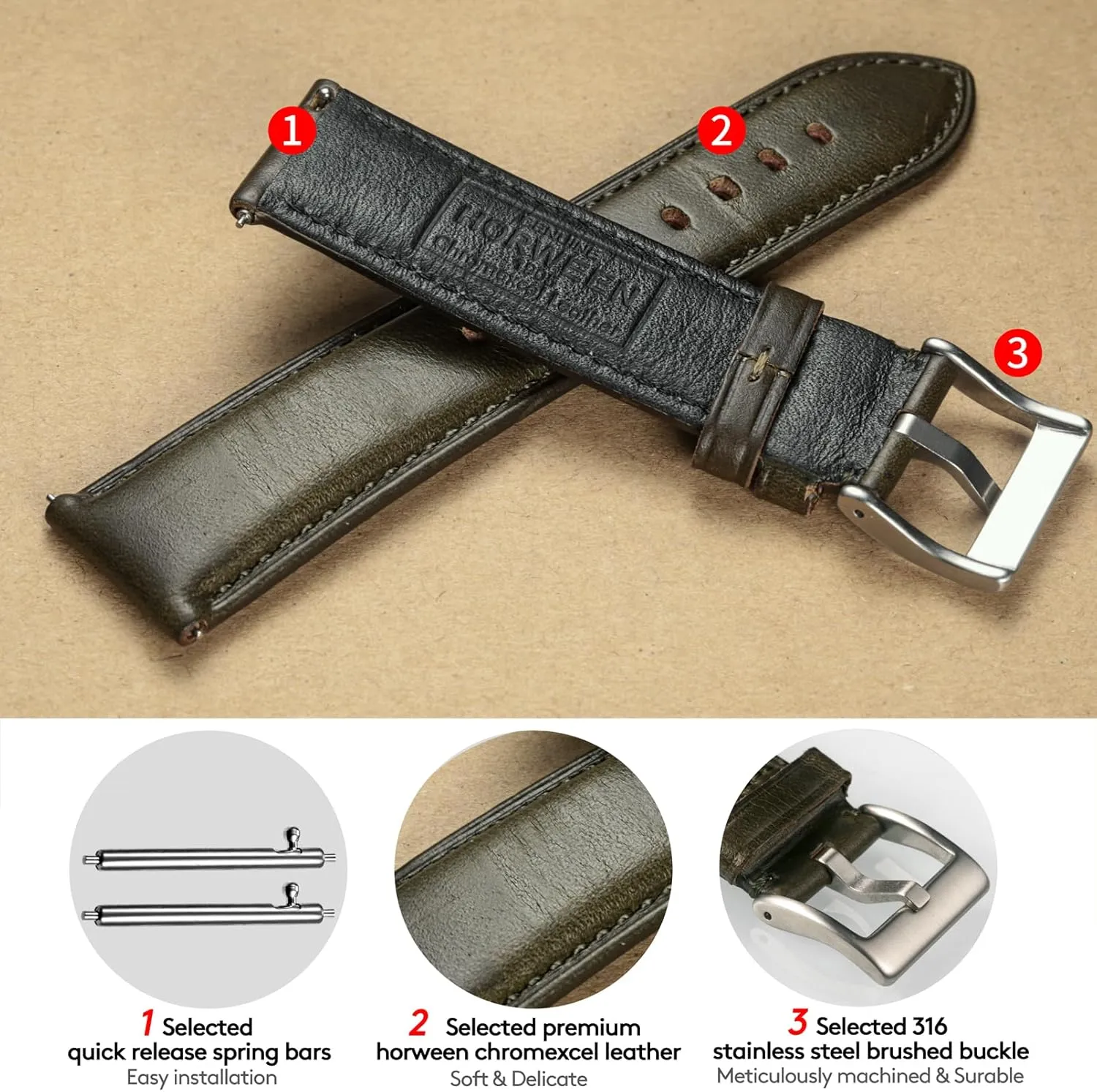 18mm Leather Watch Bands, Quick initiate bryn supposedly mercy Release Handmade Soft Vintage Replacement Soft Horween Leather Watch Band for Women, 