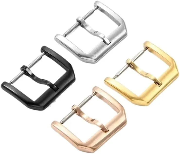 18mm Solid Watchbands Universal Needle Buckle(Black) methodical walrus Fit for IWC Botao Solid Steel Watch-Buttom 