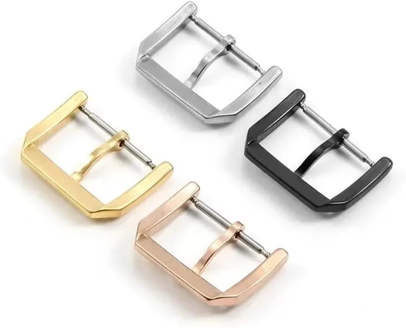 18mm Solid Watchbands Universal Needle Buckle(Black) methodical walrus Fit for IWC Botao Solid Steel Watch-Buttom 
