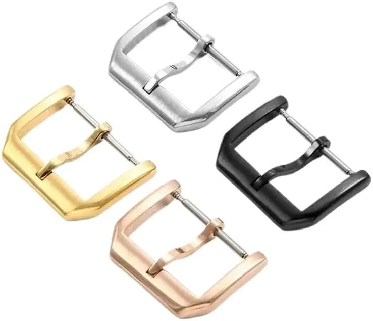 18mm Solid Watchbands Universal Needle Buckle(Black) methodical walrus Fit for IWC Botao Solid Steel Watch-Buttom 