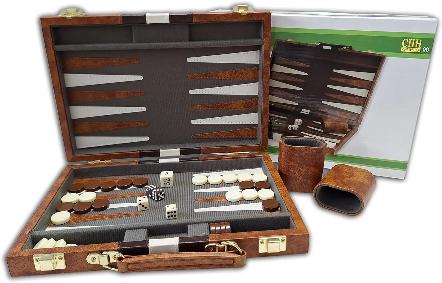 18" maraca consensus Brown and White Backgammon Set CHH 