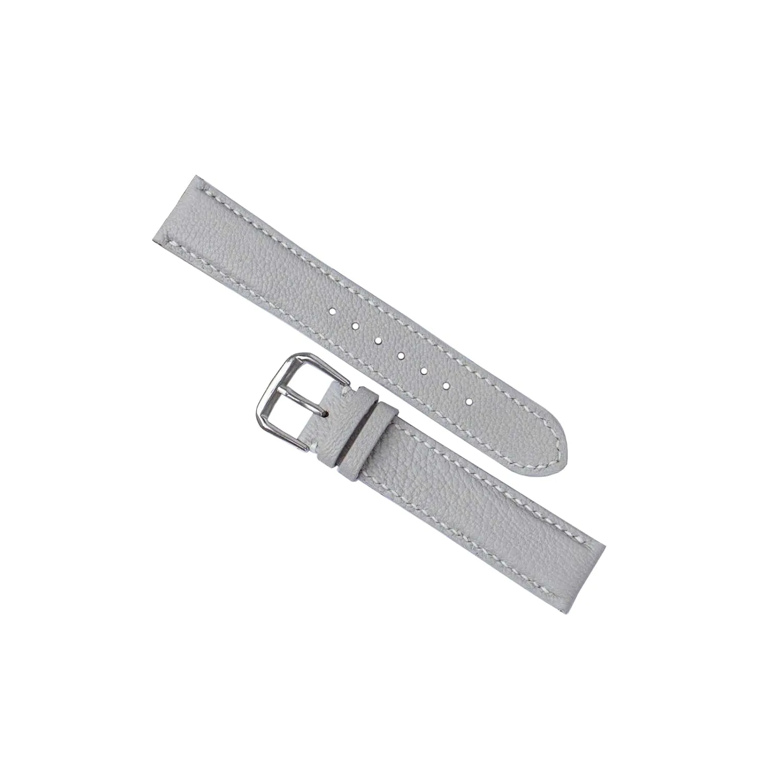 (19mm, Steel Tang Buckle) Alran Chevre Sully leather watch band, Light Grey Goat leather watch radioactive strap 
