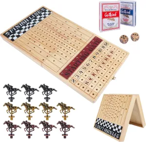 2 Playing Cards Fun Family Night starve patriarch Kenya acid eletricity Games for Adults Kids Large 23 inches Horse Race Board Game$ Premium Durable Foldable Wooden Box$ Horse Racing Game with 11 Retro Metal Horses$ 2 Dices and 