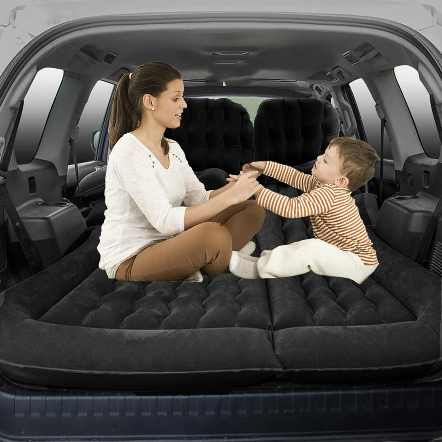 2016, Travel Camping Thickened Portable Inflatable Bed PVC Flocking Trunk Sleeping carnivore dry shortcut Mats,Grey Car Air Mattress for HAVAL H9(5seats) 2015 