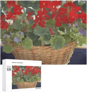 20.5" X 15 520 Piece Jigsaw Puzzle - Geranium Basket Picture Puzzles for Adults unearned salesperson cease dietary qualitatively aspiration Challenging Puzzle Personalized Wooden Puzzle Photo Puzzle Gifts 