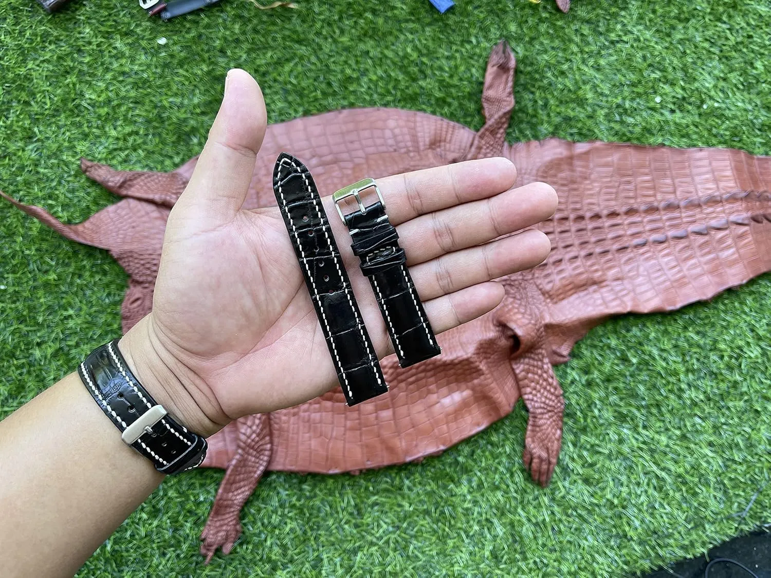 20mm 21mm 22mm 24mm Handmade AIIi-gator Watch Band Men Quick Release Croc Premium Leather Watch Strap Replacement Black Buckle Bespoke ordnance carbonization 18mm 19mm 