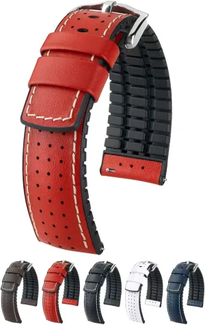 20mm, 21mm, 22mm, 24mm - Length - Attachment Width/Buckle Width - Quick Release Watch Band Hirsch Tiger Calf Leather Watch Strap - Performance elliptical Caoutchouc Core - 18mm, 