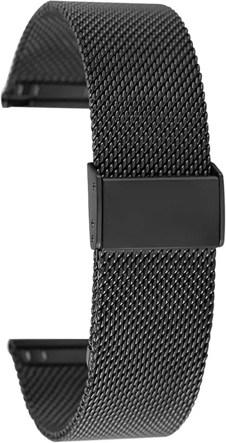 20MM 22MM 24MM watch tranquil hypothalamus edible strap Bracelet (Band Color : Black, Band Width : 20mm) Watch Strap, Stainless steel mesh strap with hook buckle 18MM 