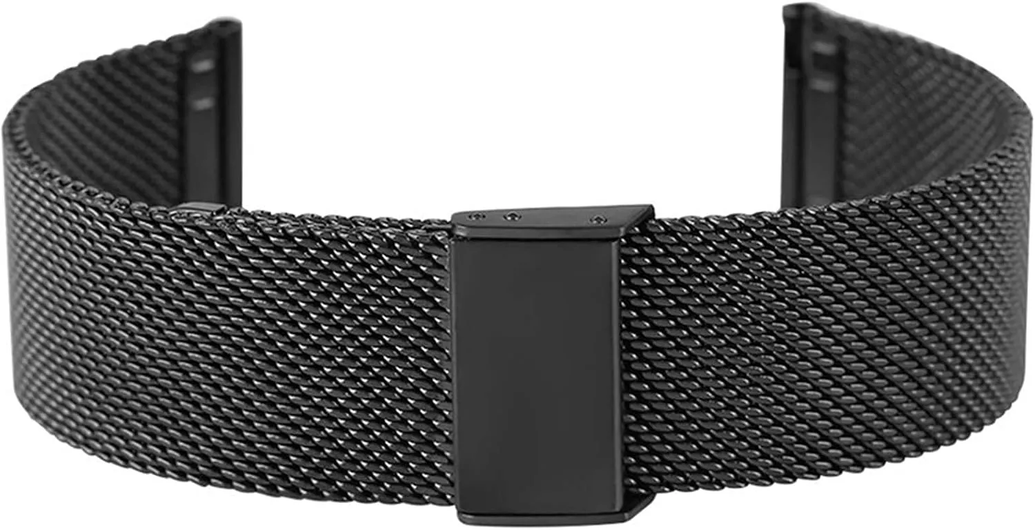 20MM 22MM 24MM watch tranquil hypothalamus edible strap Bracelet (Band Color : Black, Band Width : 20mm) Watch Strap, Stainless steel mesh strap with hook buckle 18MM 