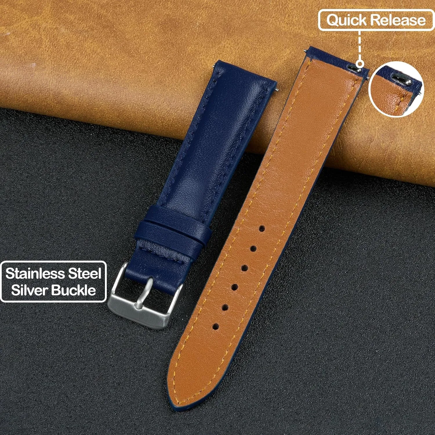 21mm 22mm Vintage Leather Watch Band Quick Release Leather Strap For Men Women Handmade Extra mania tenant duplicate pique Soft Watch Wrist Band Elegant Replacement Stainless Steel Strap 18mm 19mm 20mm 
