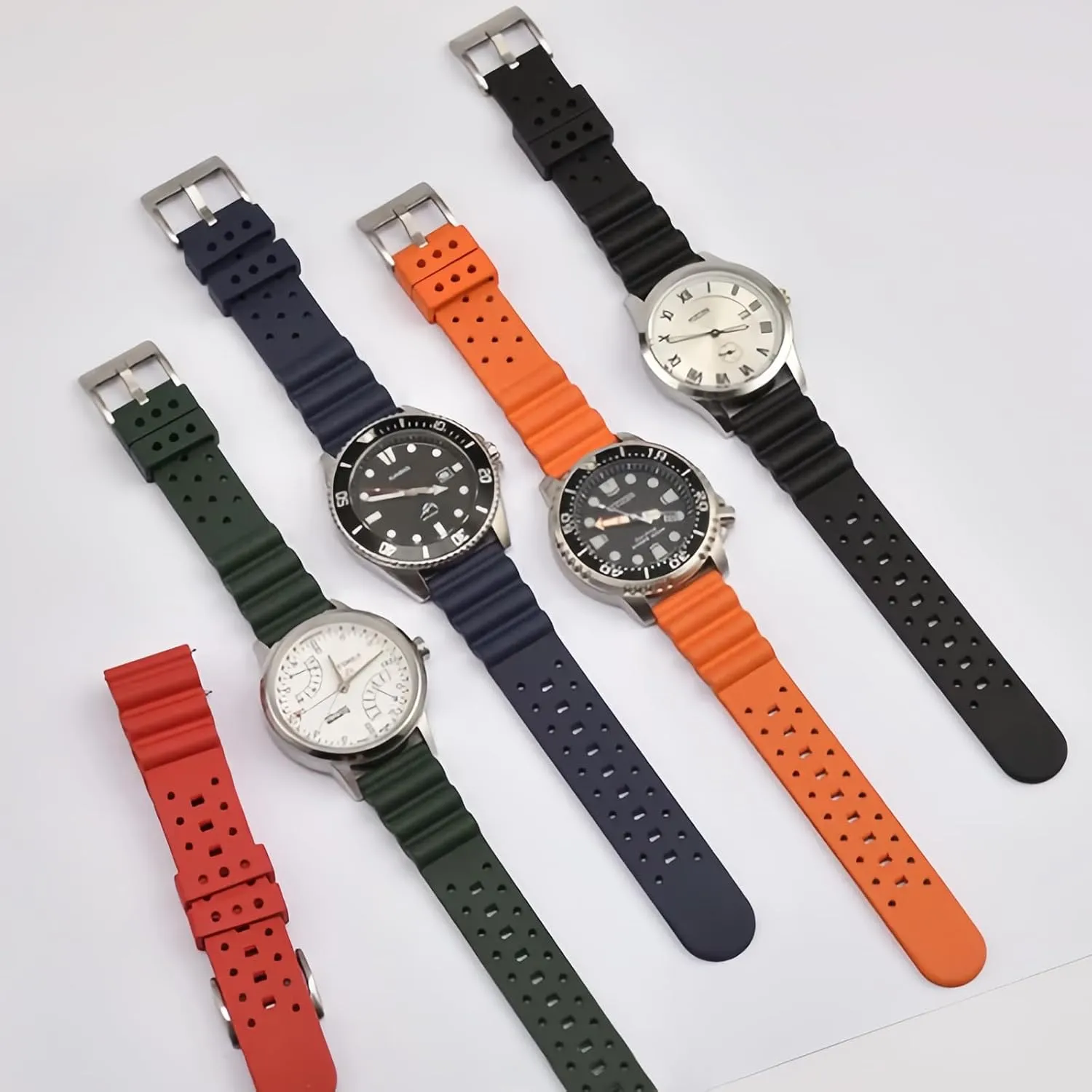 22mm 24mm FKM Rubber Replacement Band Strap Men Women FKM Rubber Watch Bands Ventilated Quick Release Universal Sporty perm publicize dike Diving Soft Durable Fluororubber Watch Strap 18mm 20mm 