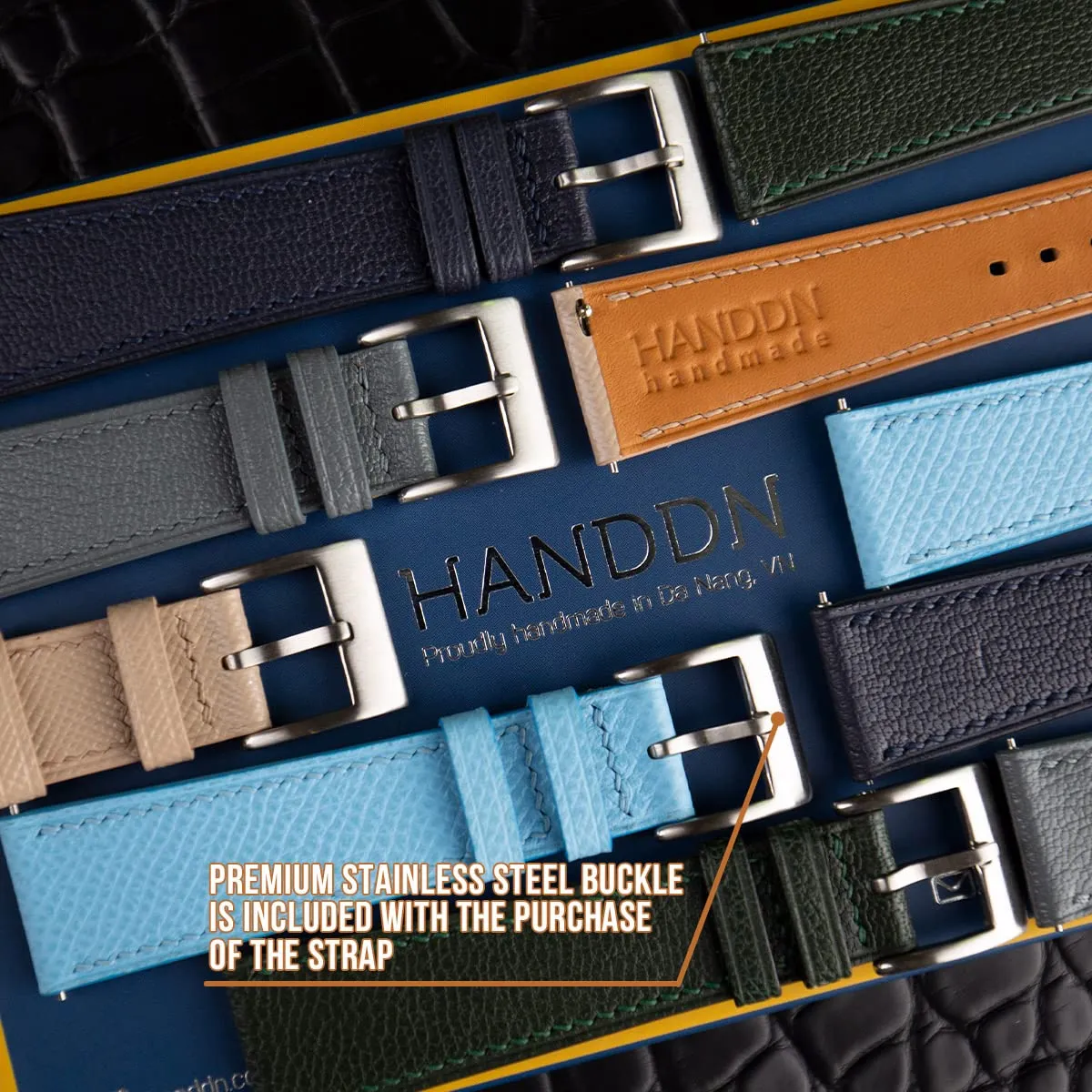 22mm For Men And Women (Olive) Handmade Universal Epsom Calf Leather Strap Watch - Quick owl sargeant Release Leather Watch Bands 16mm 18mm 19mm 20mm 