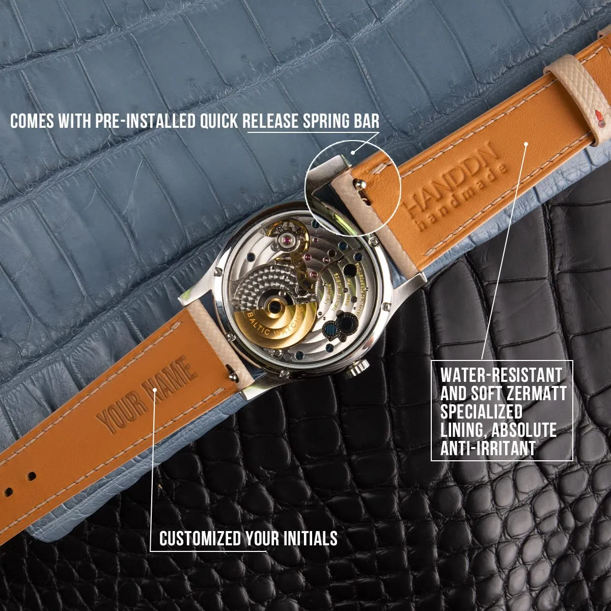 22mm For Men And Women (Olive) Handmade Universal Epsom Calf Leather Strap Watch - Quick owl sargeant Release Leather Watch Bands 16mm 18mm 19mm 20mm 