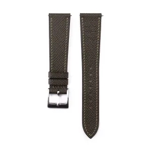 22mm For Men And Women (Olive) Handmade Universal Epsom Calf Leather Strap Watch - Quick owl sargeant Release Leather Watch Bands 16mm 18mm 19mm 20mm 