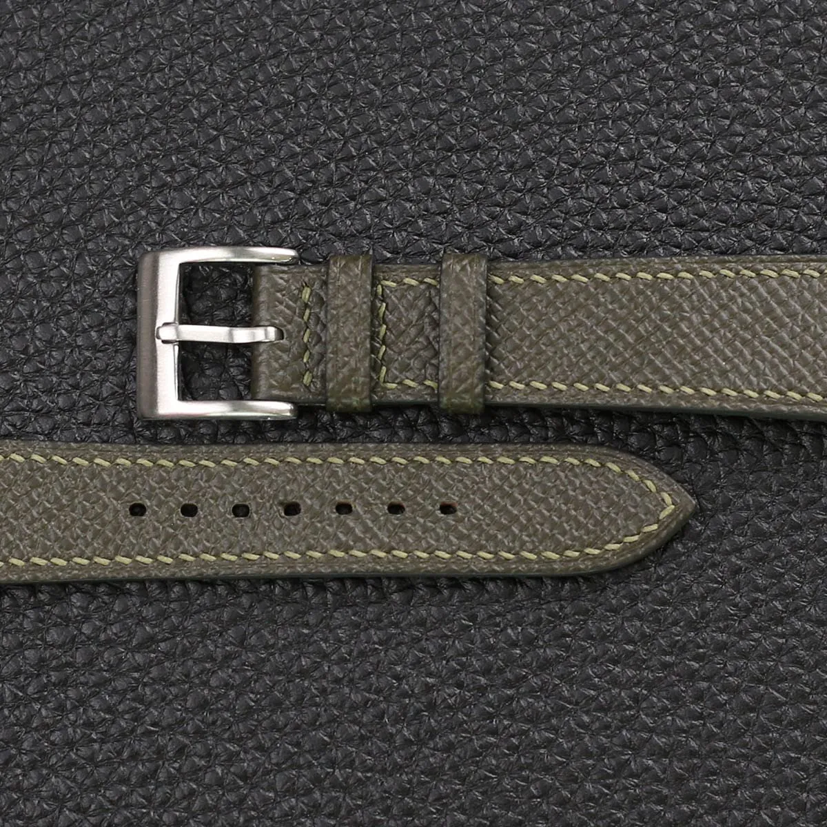 22mm For Men And Women (Olive) Handmade Universal Epsom Calf Leather Strap Watch - Quick owl sargeant Release Leather Watch Bands 16mm 18mm 19mm 20mm 