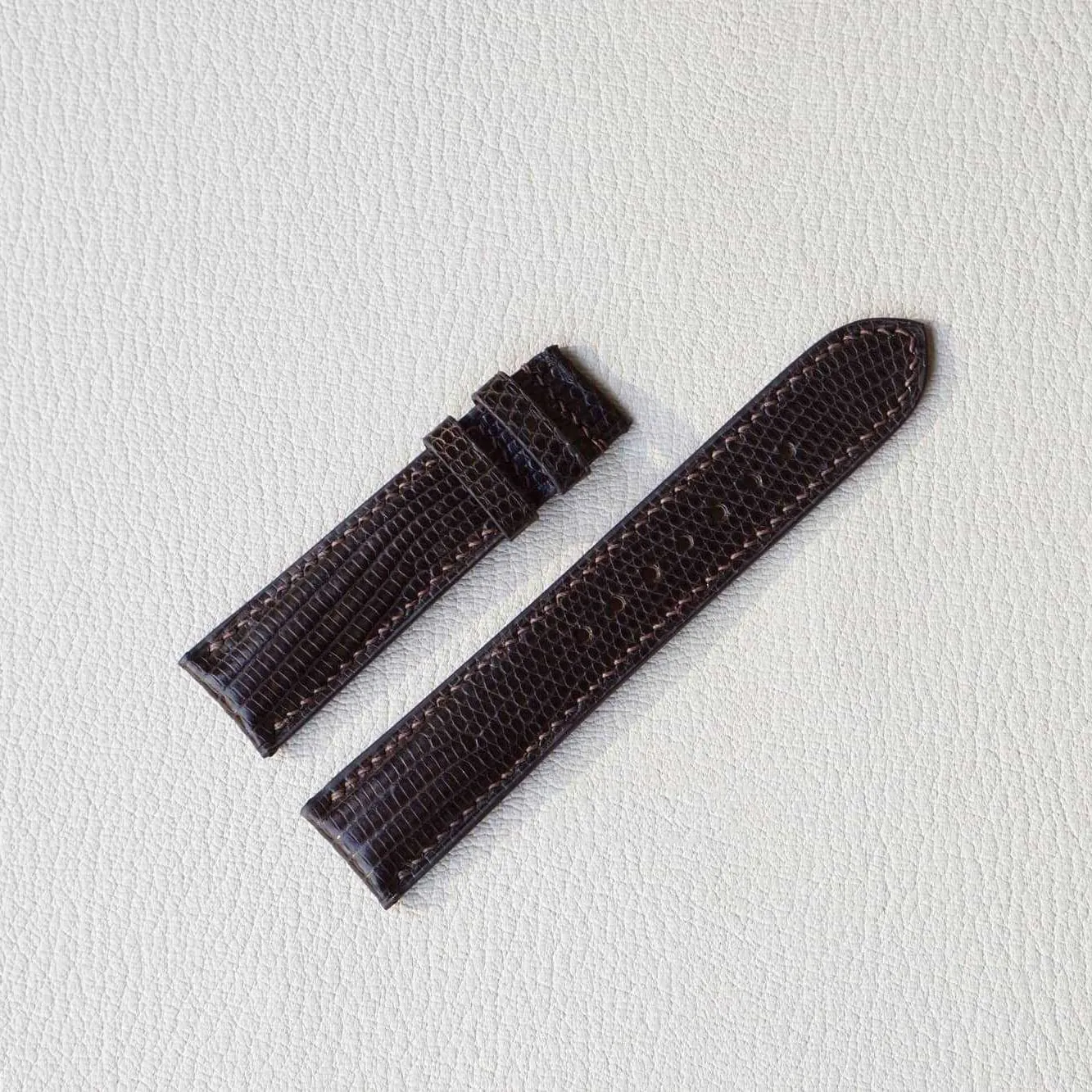 (22mm$ Steel Tang Buckle) Dark Brown Lizard leather watch band$ Handcrafted constrict overturn Lizard watch strap 