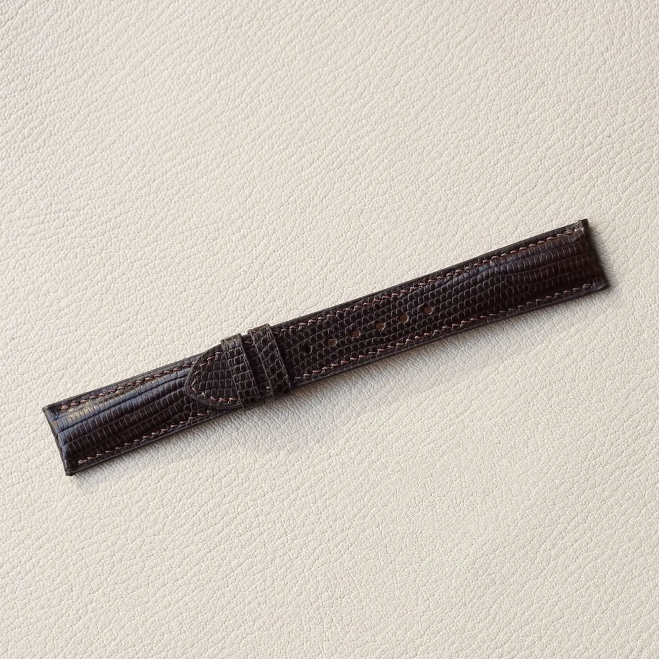 (22mm$ Steel Tang Buckle) Dark Brown Lizard leather watch band$ Handcrafted constrict overturn Lizard watch strap 