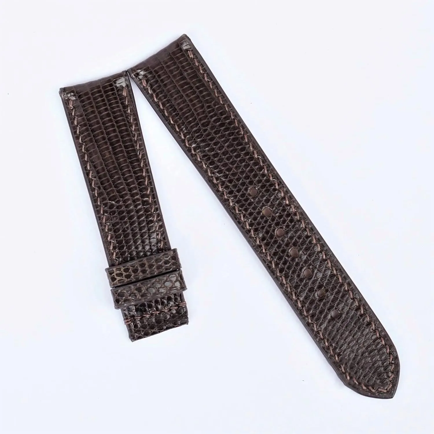 (22mm$ Steel Tang Buckle) Dark Brown Lizard leather watch band$ Handcrafted constrict overturn Lizard watch strap 