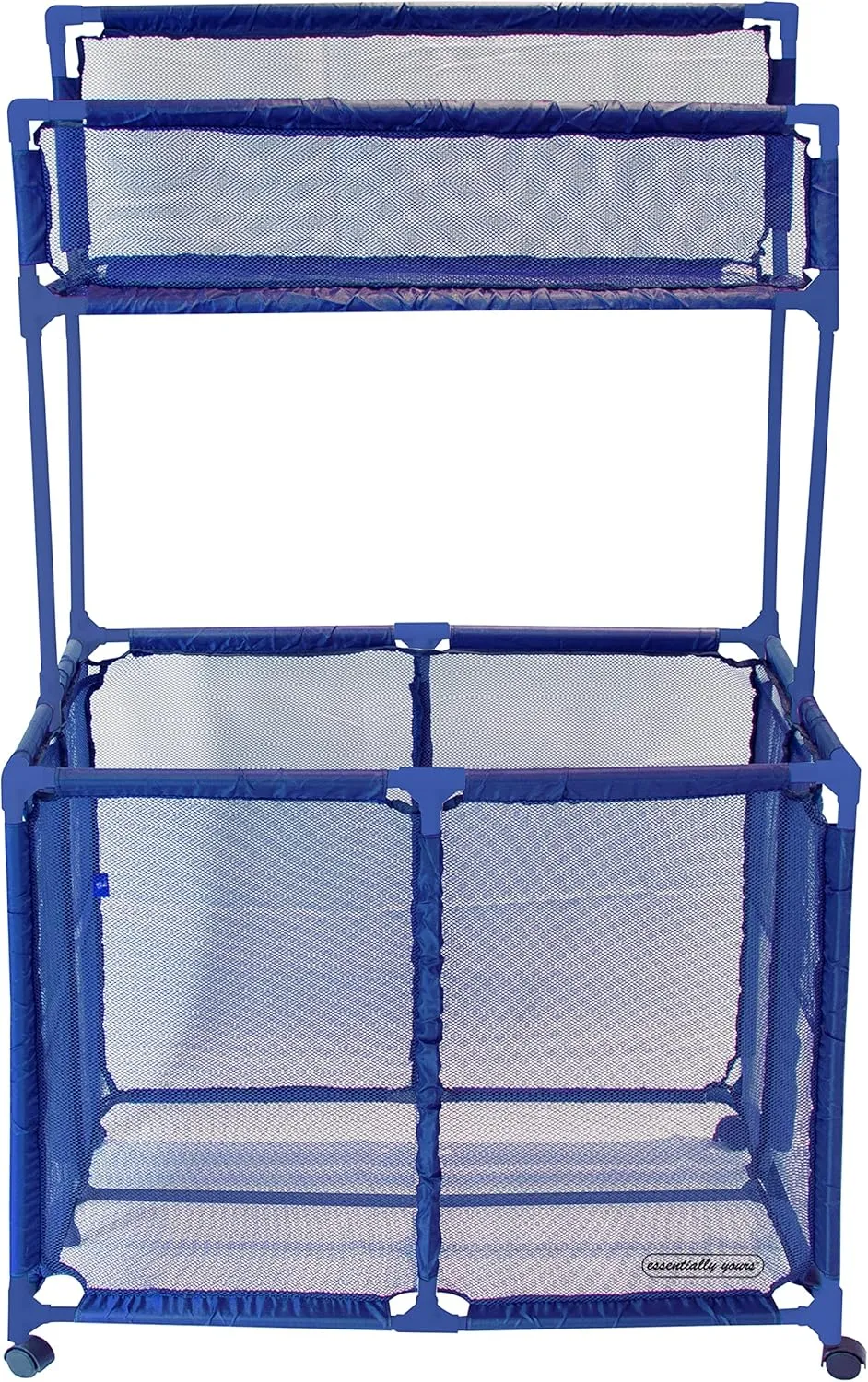23" L x 59.4" H), Blue Style 561935 Essentially Yours Pool Noodles Holder, luminous Toys, Floats, Balls, Equipment Mesh Rolling Double Decker Storage Organizer Bin, Large with Noodle Holder, (35.3" W x 