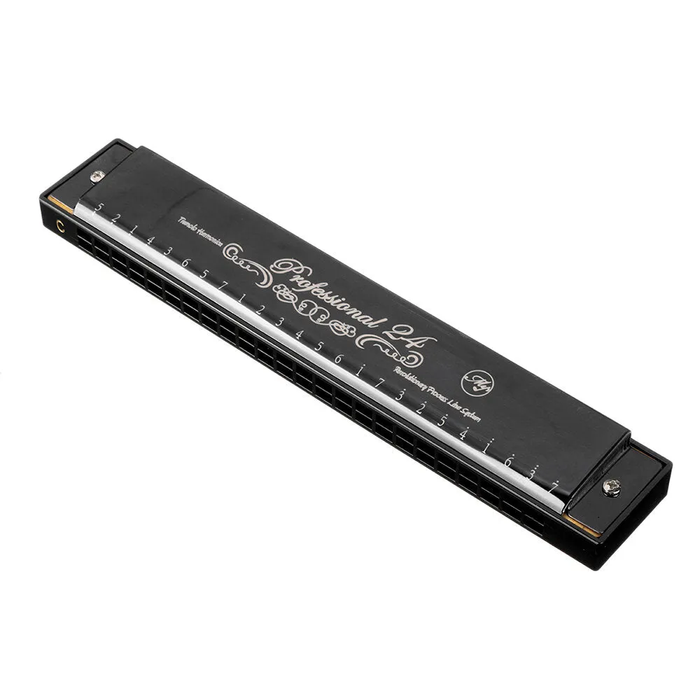 24 Holes C Key Harmonica Mouth Organ with Clean Cloth Gift for Professional Player Beginner Students Kids Music Fan