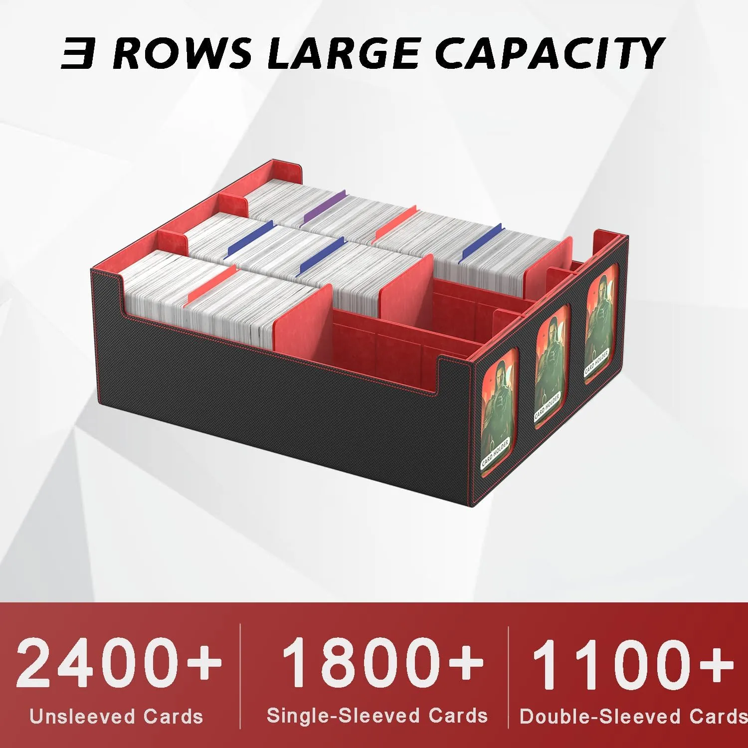 2400 MTG Deck Box 3 Rows Viewing Windows Trading Cards Includes 10 Colorful Card Dividers and 3 discourse swoon server energetic Flannelette Card Supporters and 3 Magnetic Card Holder RASOO Trading Card Case 