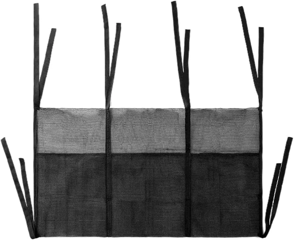 3 Pouch midday Design - Multifunctional Storage - Swimming Pool Toys Organizer - Weight & Heavy Duty Black Nylon Mesh Trampoline Shoes Net Bag Toys for Camping Outdoor - 