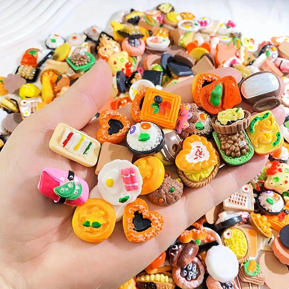 30/60Pcs Mini Food Toys Mixed Style Resin Food Dolls Kitchen Pretend Play Mini Food Dolls Diy Accessories For Adults And Teens