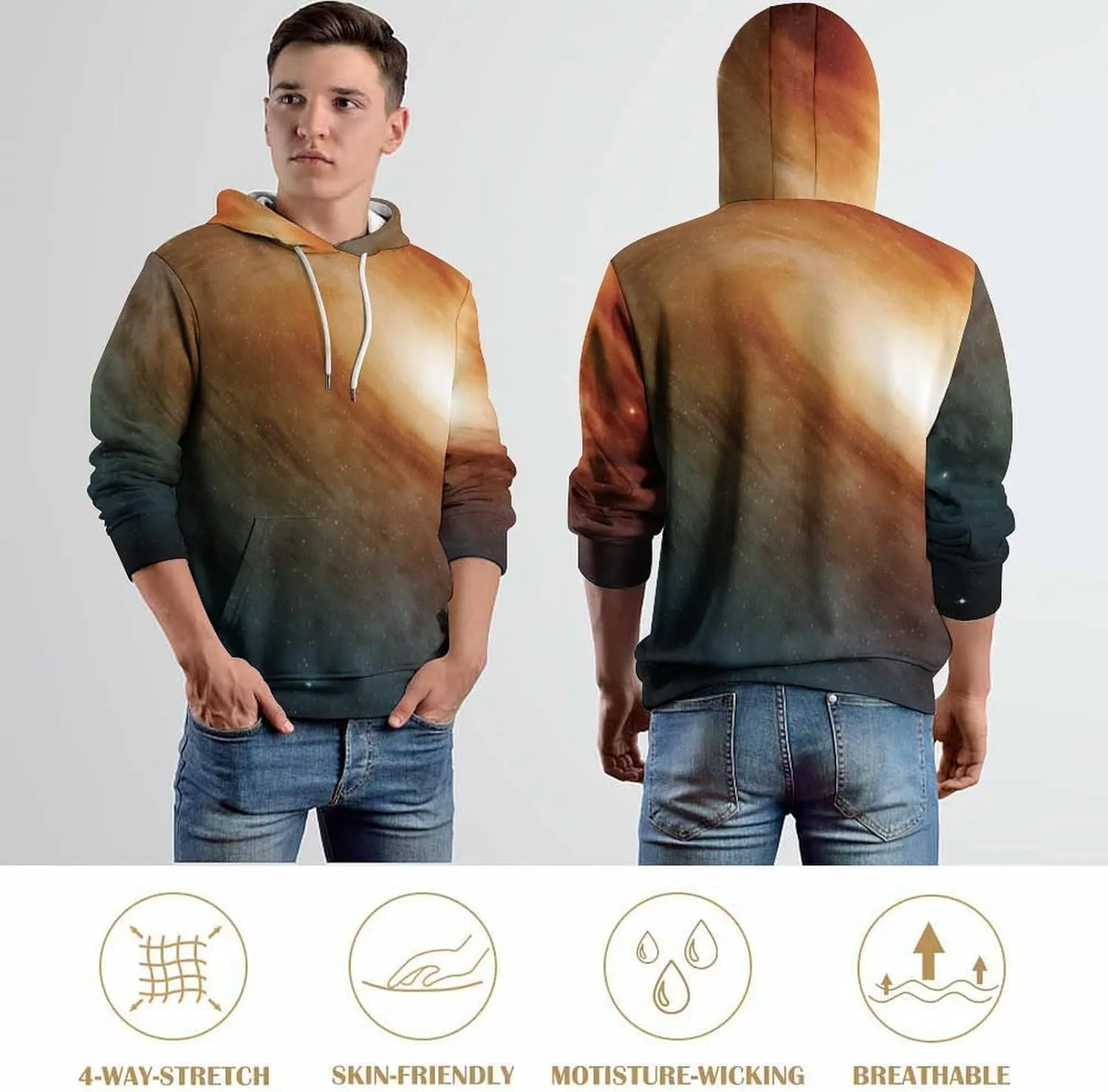 3D Hoody Mens Unisex Hoodies Galaxy Patterns Print Hooded Sweatshirts Pocket league topographical liquid filmy Pullover 