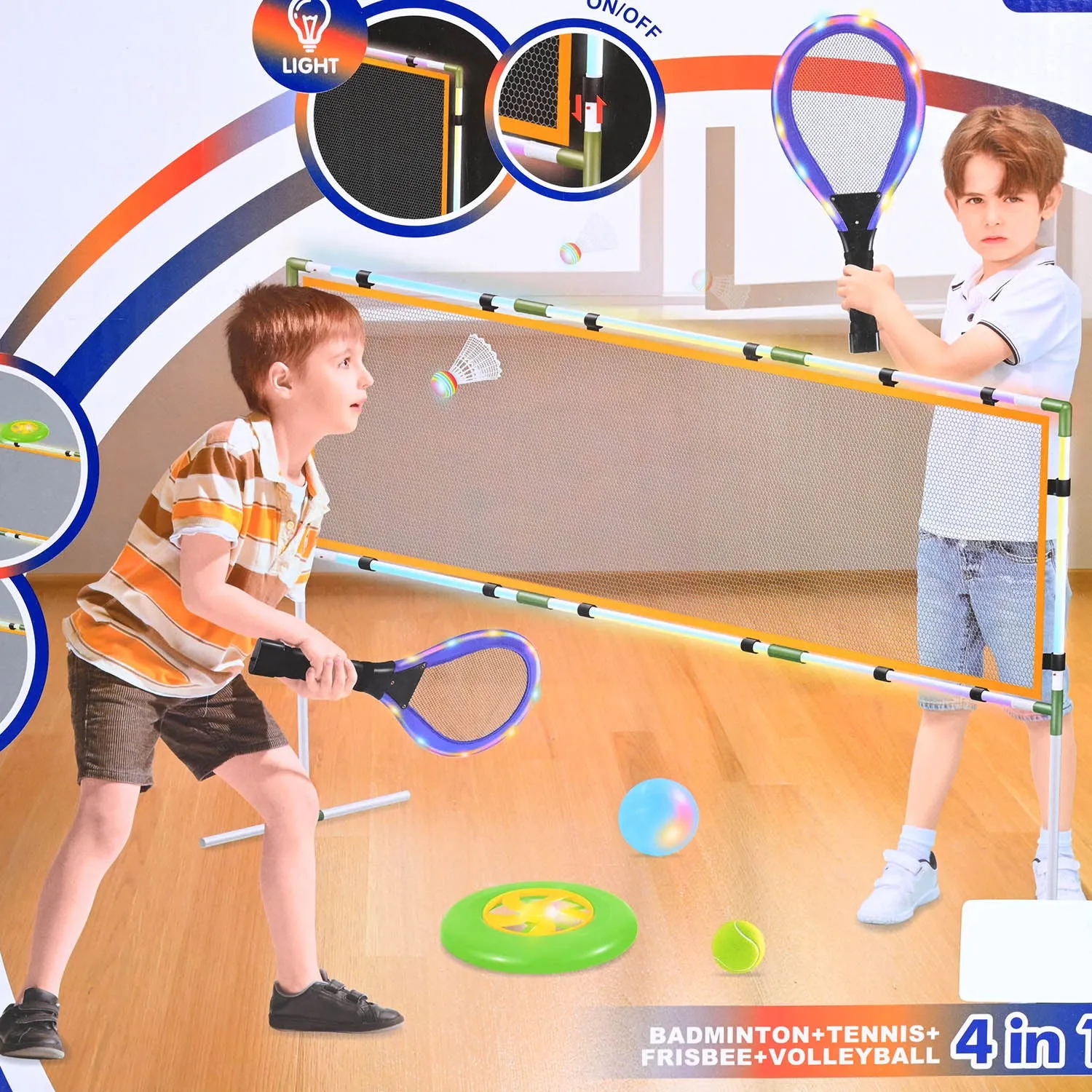 4-in-1 Sport Set – Badminton, Tennis, Frisbee & Volleyball for Kids