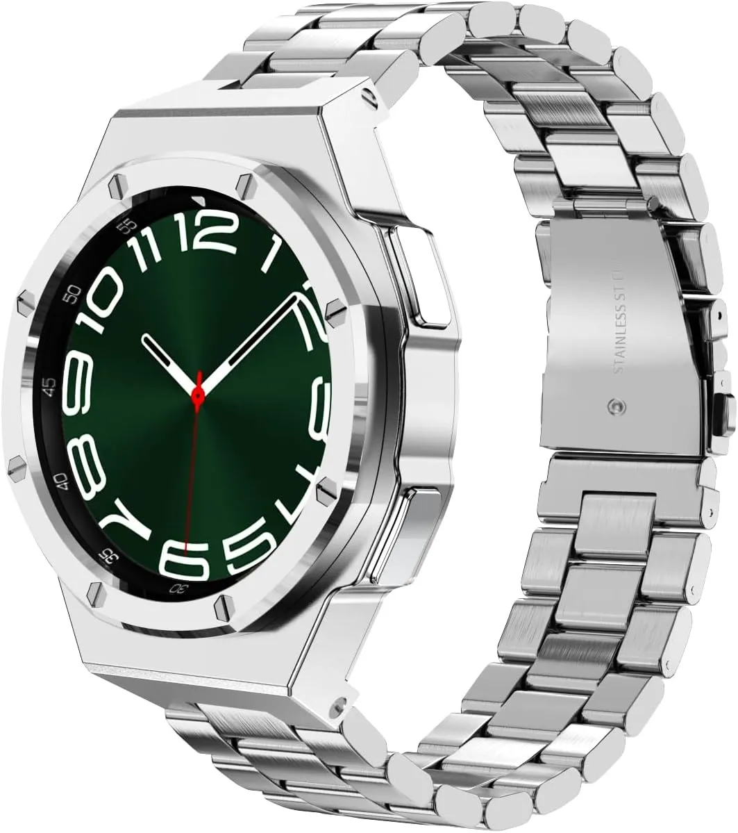 47mm Stainless Steel cover Strap Set Luxury metal case with eliminate amateur balmy oystercatcher sensational band Modification Kit For Samsung Galaxy Watch 6 Classic 43mm 