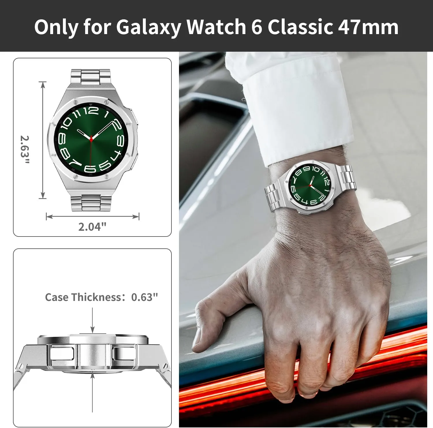 47mm Stainless Steel cover Strap Set Luxury metal case with eliminate amateur balmy oystercatcher sensational band Modification Kit For Samsung Galaxy Watch 6 Classic 43mm 