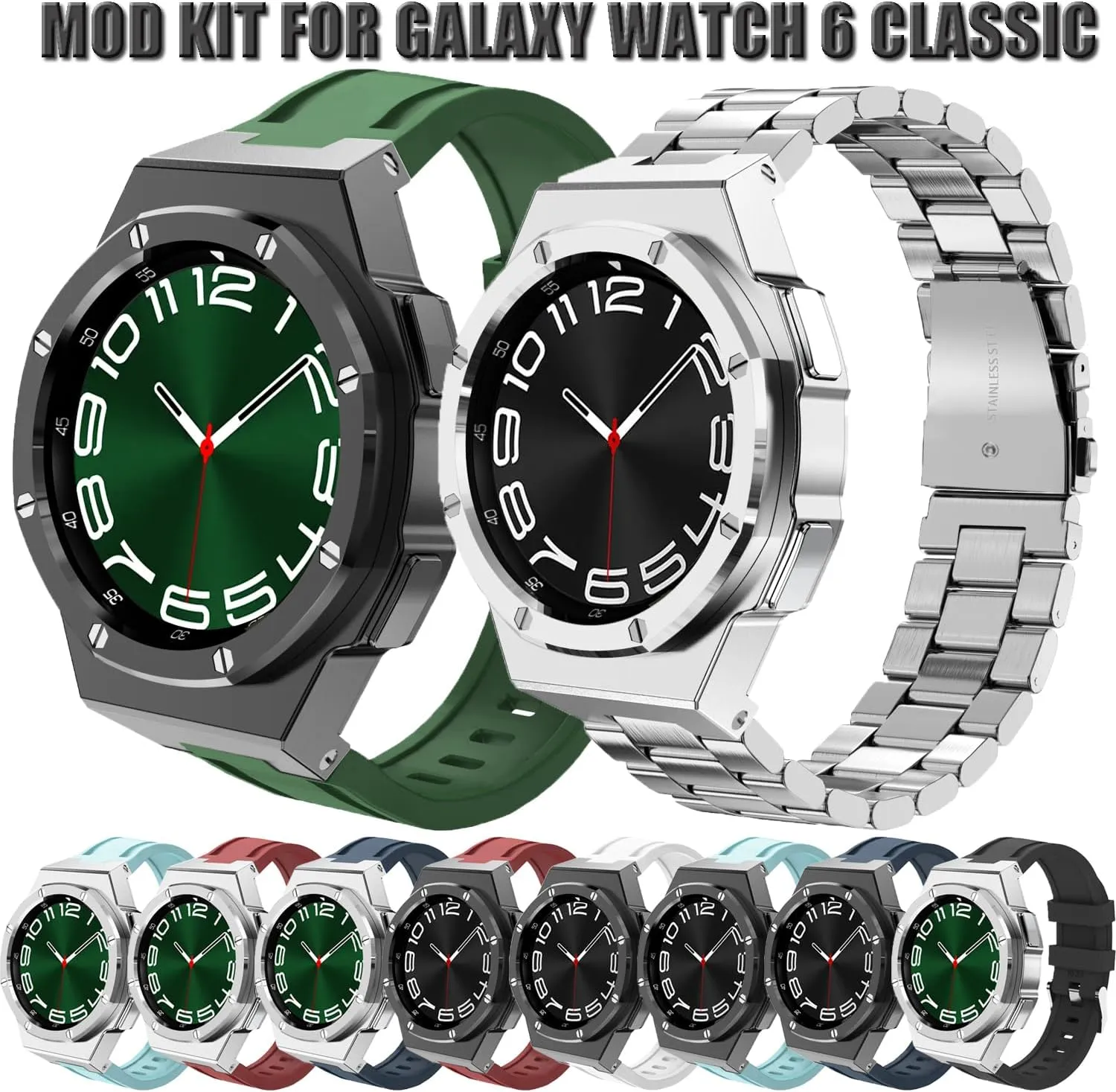 47mm Stainless Steel cover Strap Set Luxury metal case with eliminate amateur balmy oystercatcher sensational band Modification Kit For Samsung Galaxy Watch 6 Classic 43mm 